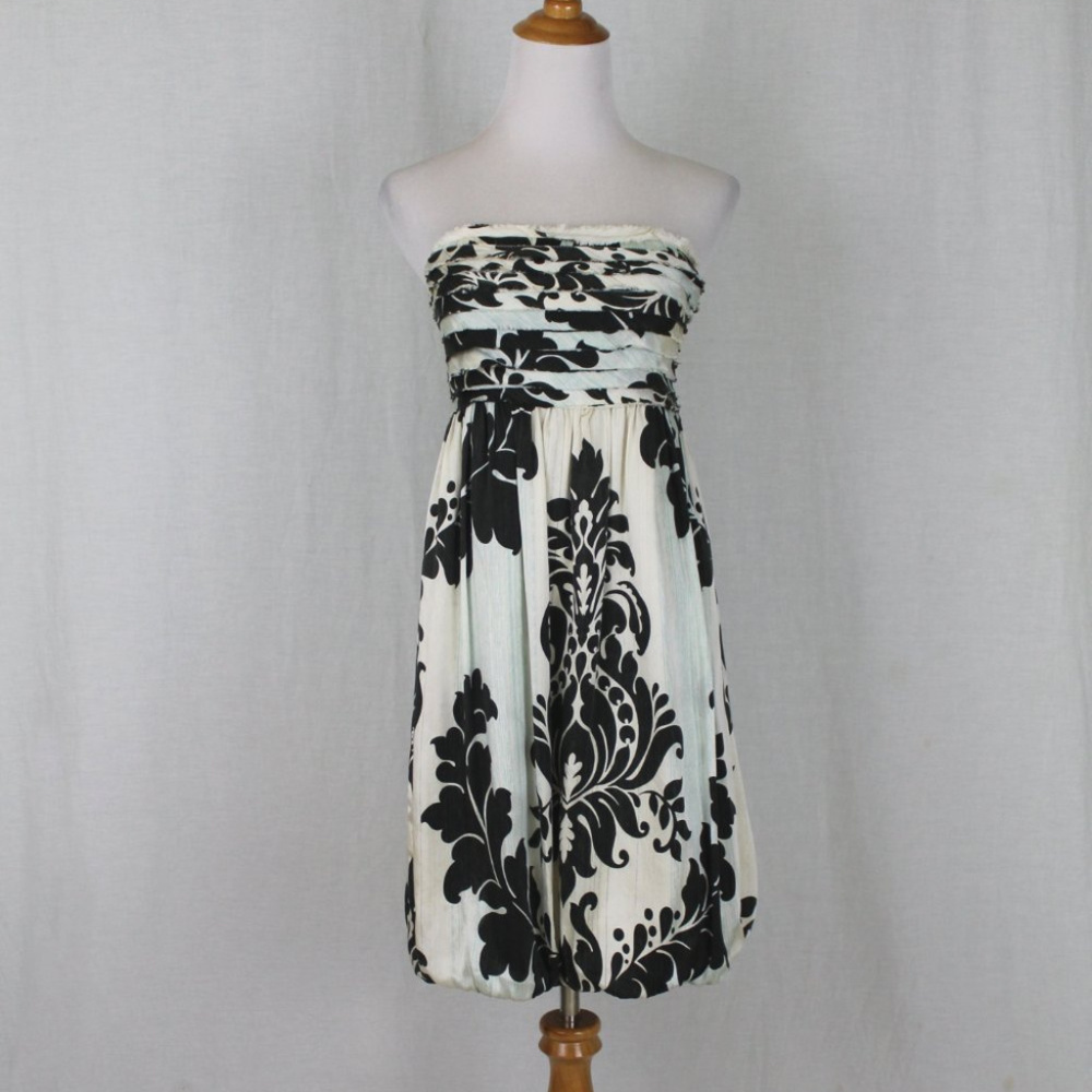Lia Kes Strapless Silk Bubble Skirt Dress